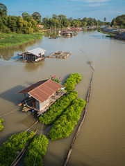 Naklejka premium Houseboat landscape in Thailand