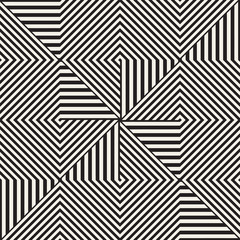 Repeating Geometric Stripes Tiling. Vector Seamless Monochrome Pattern