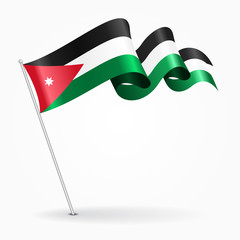 Jordanian pin wavy flag. Vector illustration.