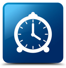 Alarm clock icon blue square button