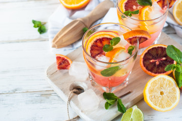 Homemade lemonade and ingredients.