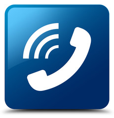 Phone ringing icon blue square button