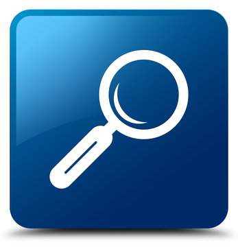 Magnifying Glass Icon Blue Square Button