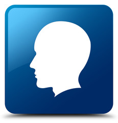 Head male face icon blue square button