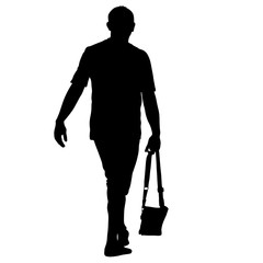 Black silhouette man standing, people on white background