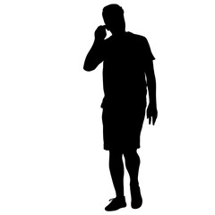 Black silhouette man standing, people on white background