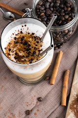 coffee latte with chocolate sprinkles