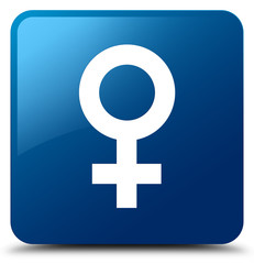 Female sign icon blue square button