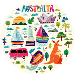 Illustration with Australian symbols