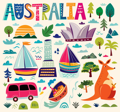 Illustration with Australian symbols