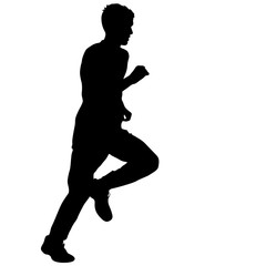Black Silhouettes Runners sprint men on white background