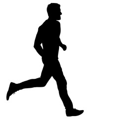 Black Silhouettes Runners sprint men on white background