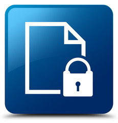 Secure document icon blue square button