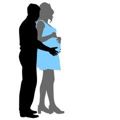 Silhouette Happy pregnant woman and her husband