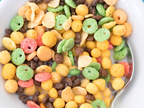 multi color conflake with milk