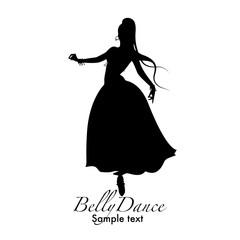 Beautiful belly dancer silhouette wearing exotic clothes