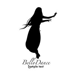 Beautiful belly dancer silhouette wearing exotic clothes