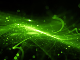 Fototapety  Green glowing new technology in deep space