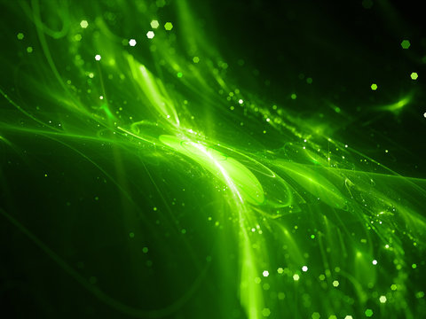 Green glowing new technology flow in space