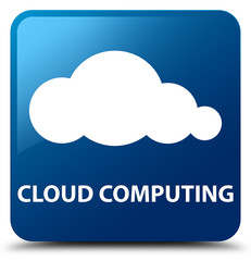 Cloud computing blue square button