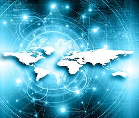 Best Internet Concept of global business.Technological background. Rays symbols Wi-Fi, of the Internet, television, mobile and satellite communications