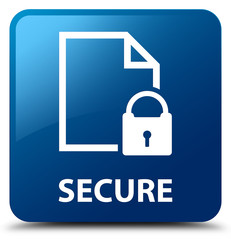 Secure (document page padlock icon) blue square button