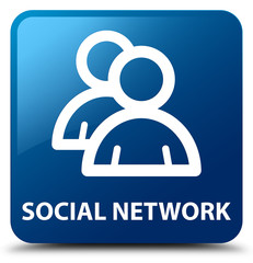 Social network (group icon) blue square button