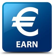 Obraz premium Earn (euro sign) blue square button