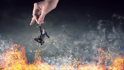 Hand of help and protection . Mixed media