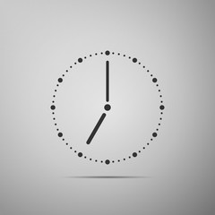 Clock flat icon on grey background. Vector Illustration