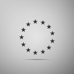 Stars in circle flat icon on grey background. Vector Illustration