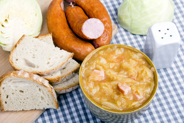 Bigos, Polish sauerkraut and sausage stew with ingredients