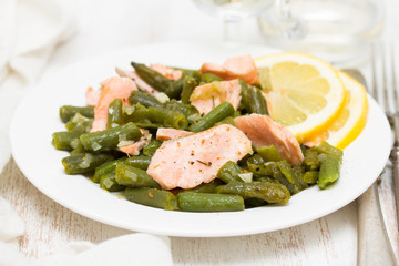 fish salad with green beans and mushrooms