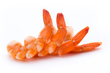 Steamed tiger shrimp isolated on white background.