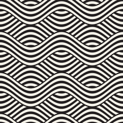 Abstract geometric pattern with wavy lines. Interlacing rounded stripes design. Seamless vector background.