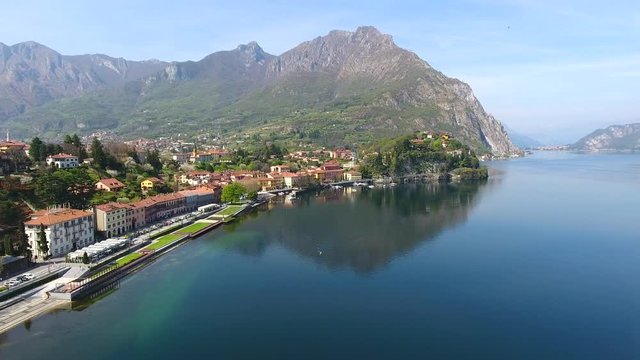 Village of Malgrate - Como Lake - Aerial view 4k