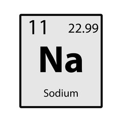 Sodium periodic table element gray icon on white background vector
