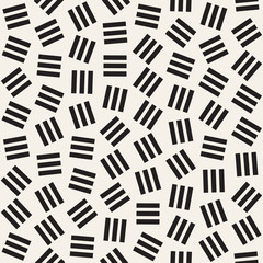 Geometric Scattered Shapes. Vector Seamless Black and White Pattern