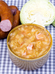 Bigos, Polish sauerkraut and sausage stew with ingredients