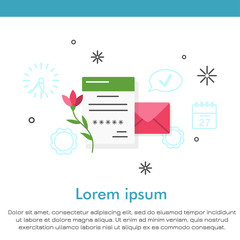 Cute illustration of confirmation letter with password, approval activation.