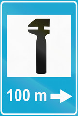 Road sign used in Estonia - Repair workshop