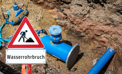 Baustelle Tiefbau Wasserrohrbruch
