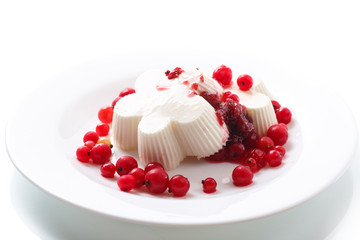sweet dessert panna cotta with berries