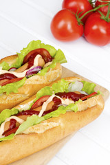 hot dog on a wooden table