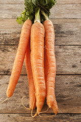 carrots close up on wood background