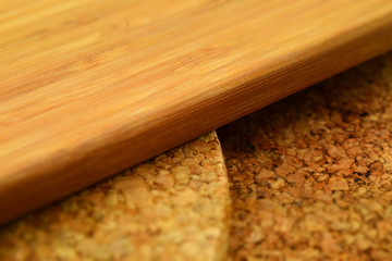 Wooden: wood and cork. Suitable to be used like a background. Tilt-shift effect applied.