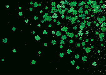 St. Patrick's Day background template with falling clover leaves
