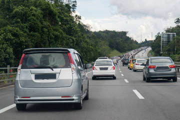 Fototapeta na wymiar Traffic jam in the middle of the highway