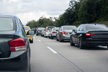 Traffic jam in the middle of the highway