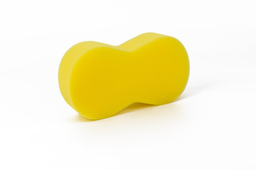 yellow sponge for car washing isolated
